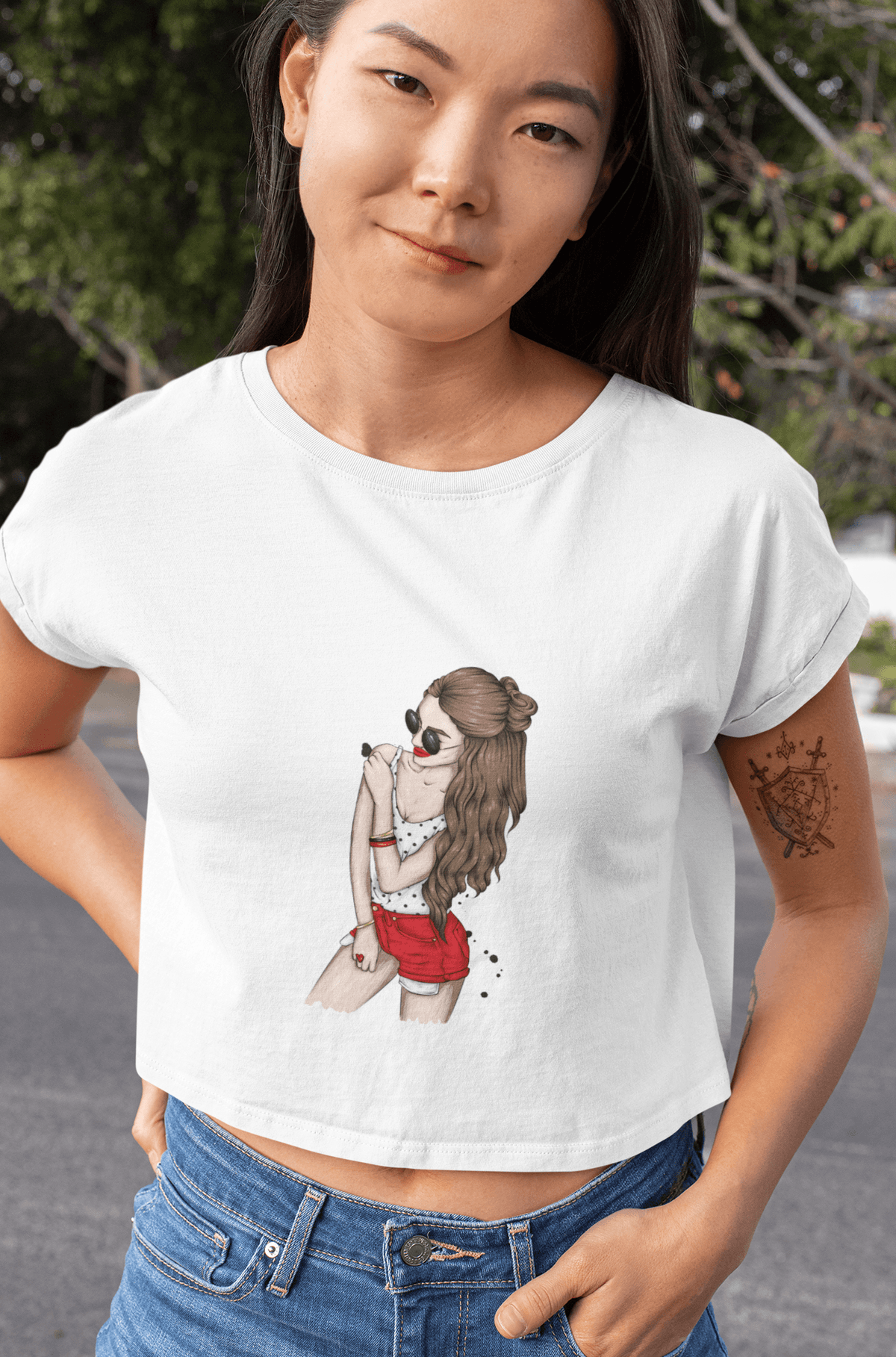 Elegant Crescendos Cropped Tee-Cropped Tees-StylinArts