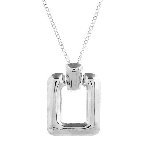 Sleek Silver: Glossy Square Necklace - StylinArts