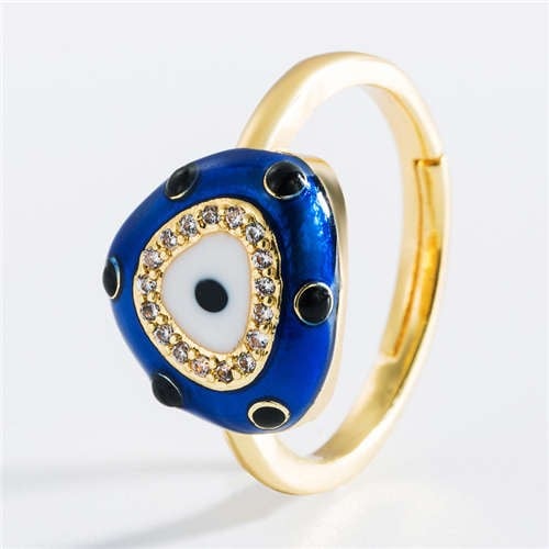 Golden Mini Ball Decorated Classic Eye Design Popular Copper Ring