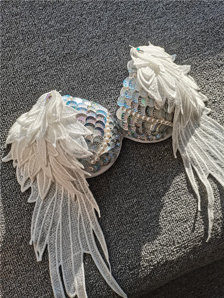 Handmade Sequined Mermaid Scale Bikini Lingerie. - StylinArt