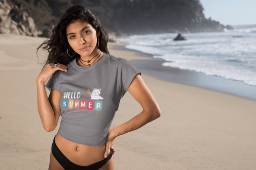 HELLO Summer Cute Cropped T-Shirt - StylinArt