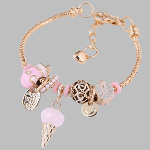 Ice Cream & Floral Pink Combo Bracelet-Fashion Bracelets & Bangles-StylinArts