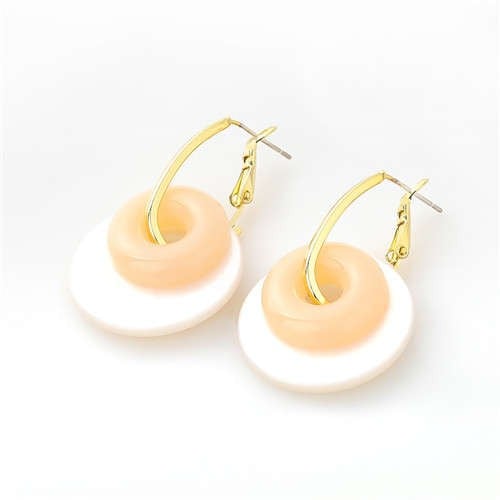 Korean Fashion Wholesale Jewelry Dual Circles Cute Style Candy Color Resin Earrings - Pink