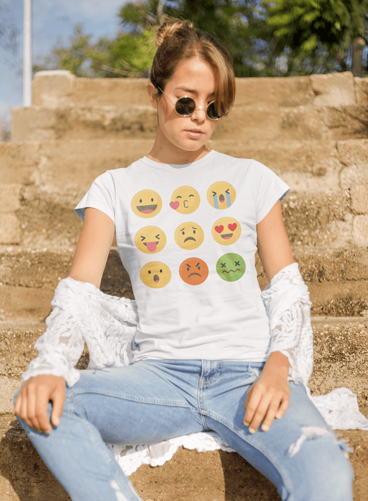 Expressive Emojis Tee-Regular Fit Tee-StylinArts