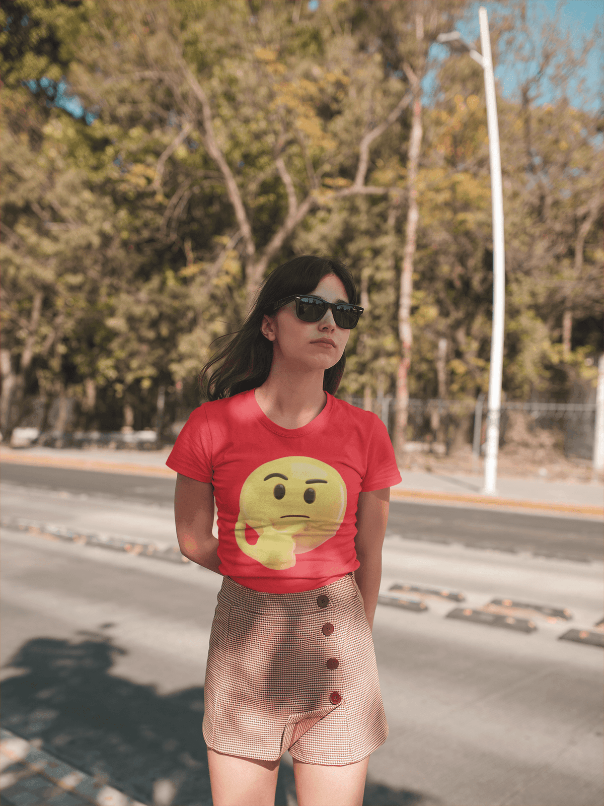 Contemplative Thinking Emoji Tee-Regular Fit Tee-StylinArts