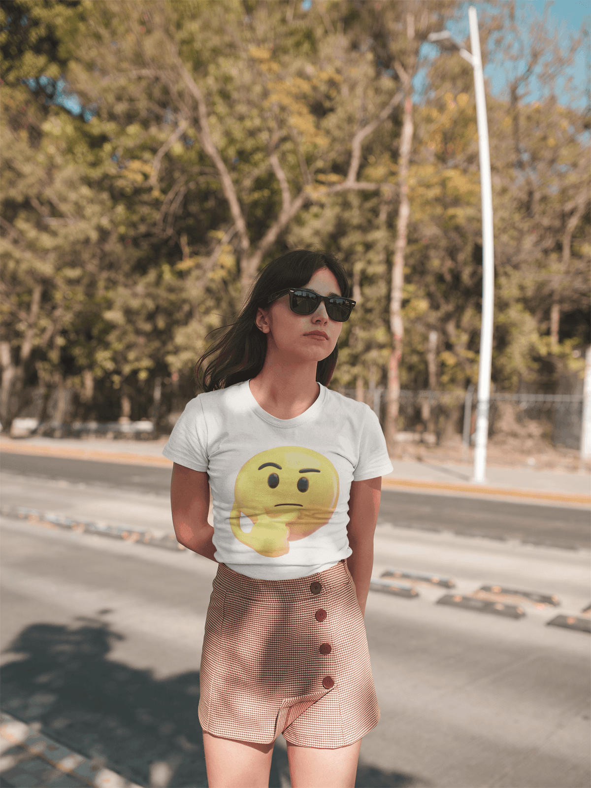 Contemplative Thinking Emoji Tee-Regular Fit Tee-StylinArts