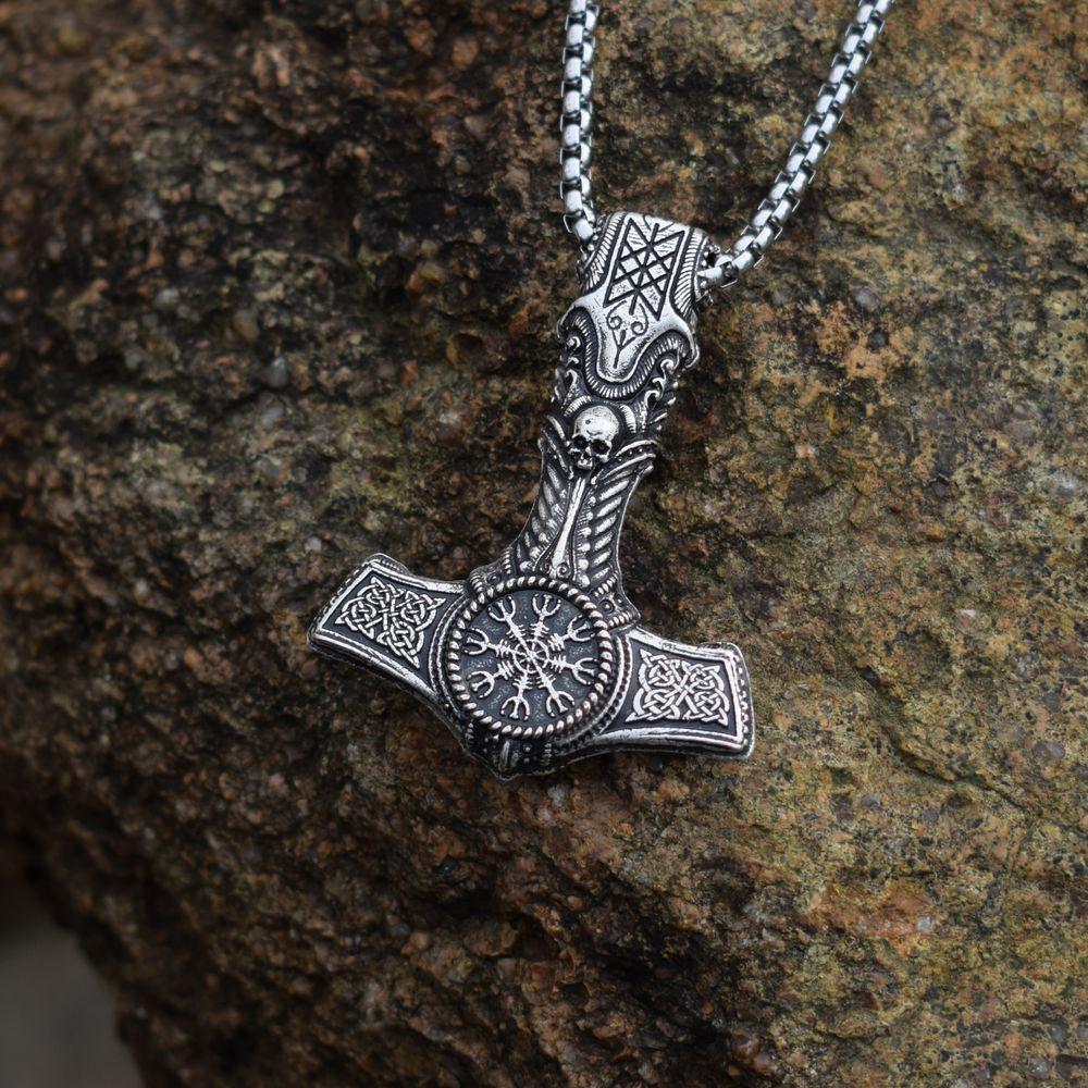 Ragnarok Thor's Hammer Viking Pendant Necklace-Necklace-StylinArts