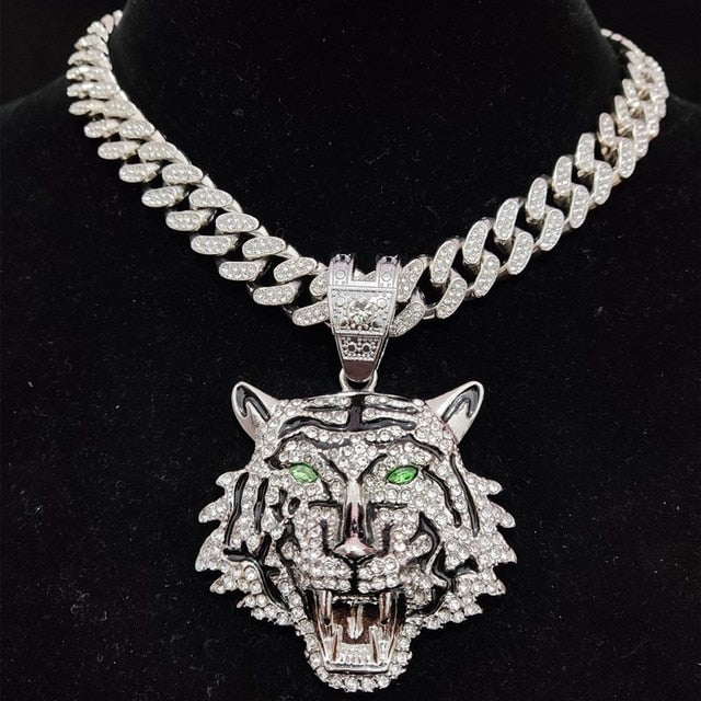 Regal Tiger Crystal Pendant Necklace-Necklace-StylinArts