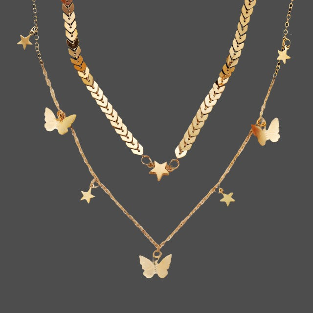 Serenity Wings Multilayer Butterfly Necklace-Necklace-StylinArts