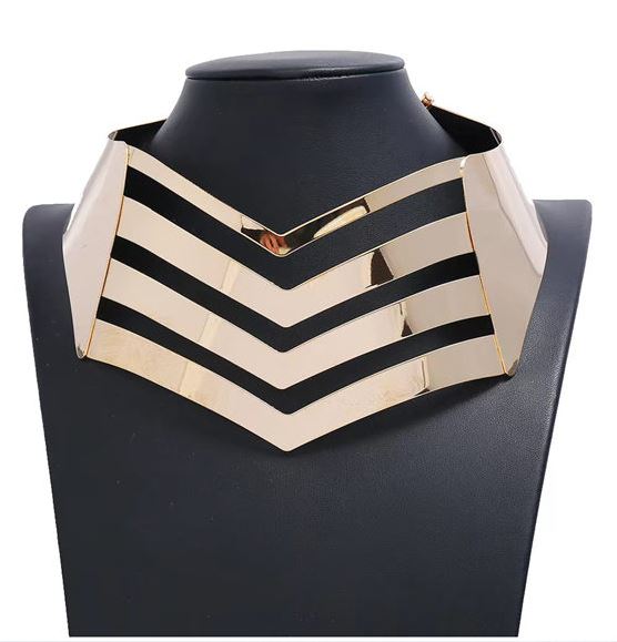 Golden Glamour: Haute Couture Neck Collar-Necklace-StylinArts