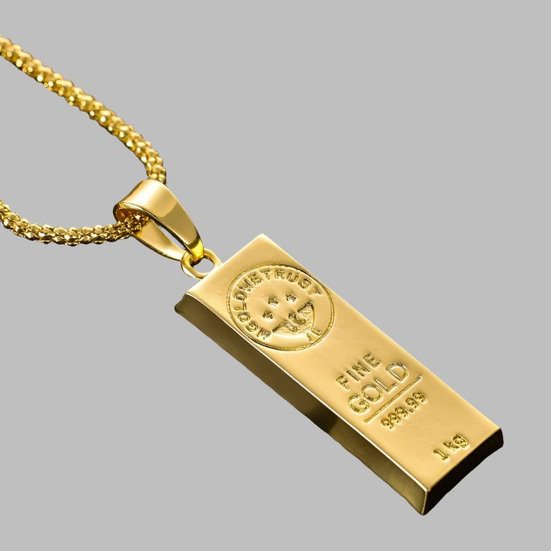 MGOLD WE TRUST" Australia Gold Color Bars Pendant Men Necklace-Necklace-StylinArts
