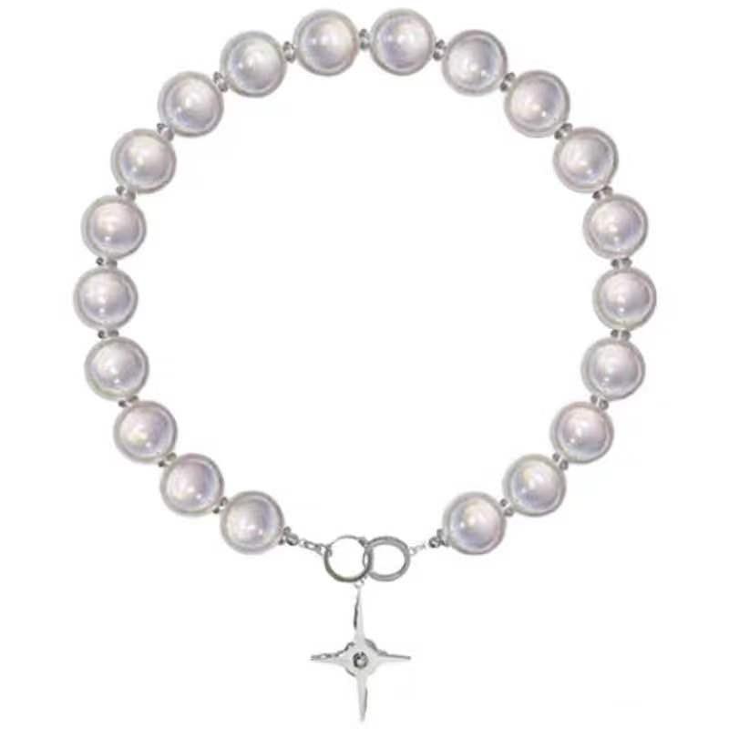Radiant Cross Luminous Beads Pearl Necklace-Necklace-StylinArts