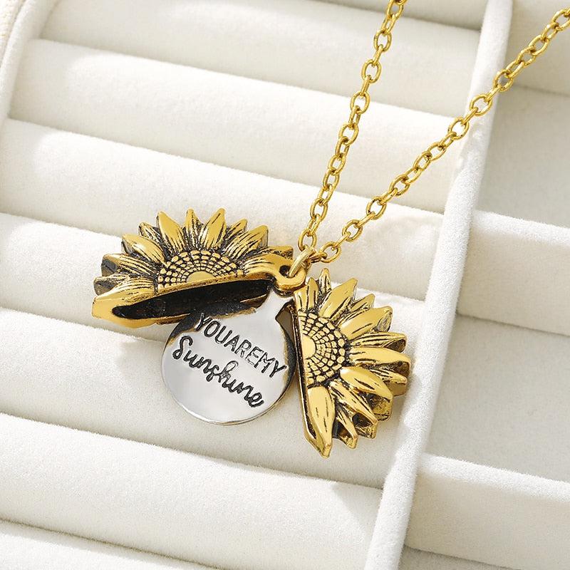 Golden Bloom Sunflower Pendant Necklace - StylinArts