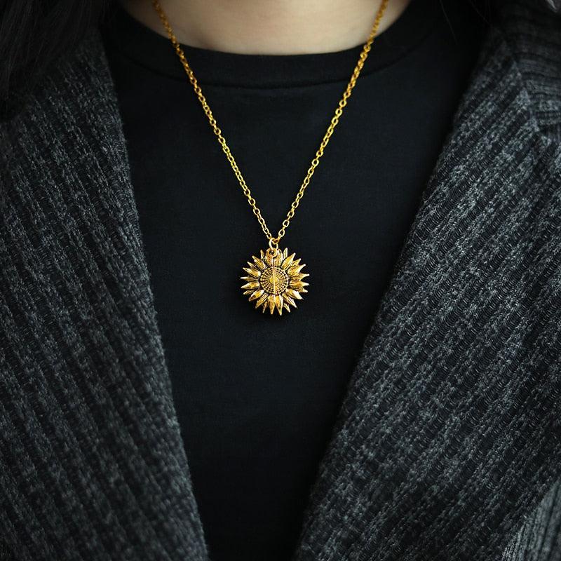 Golden Bloom Sunflower Pendant Necklace-Necklace-StylinArts