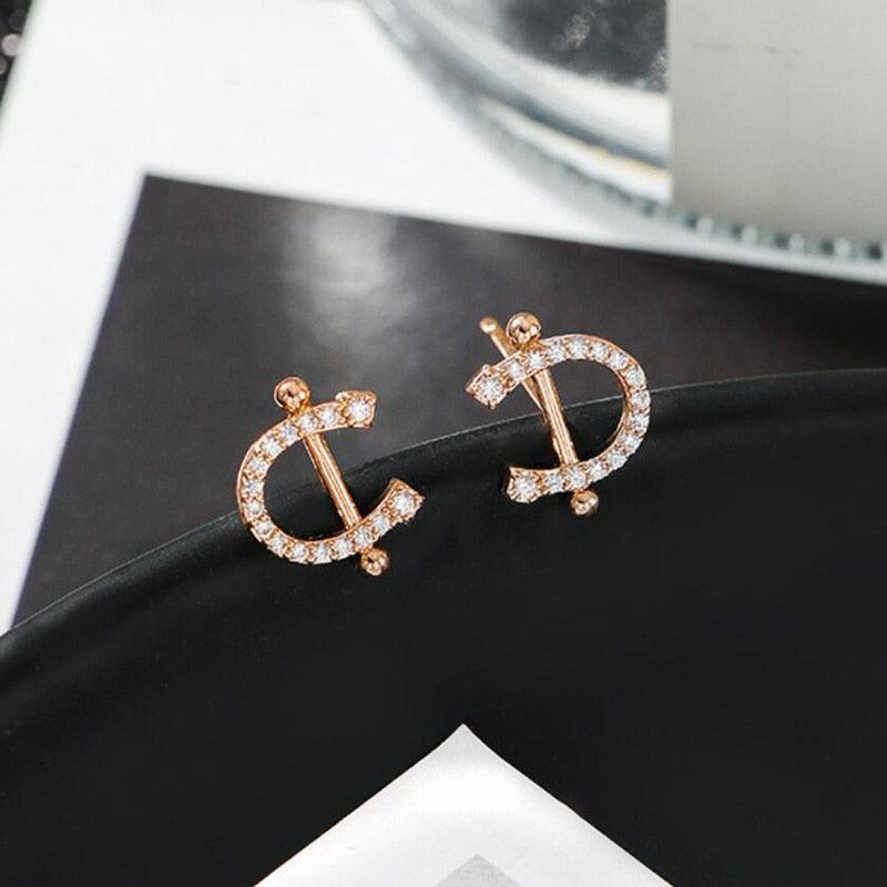 Radiant Horseshoe Zircon Necklace and Earrings Set-Necklace-StylinArts