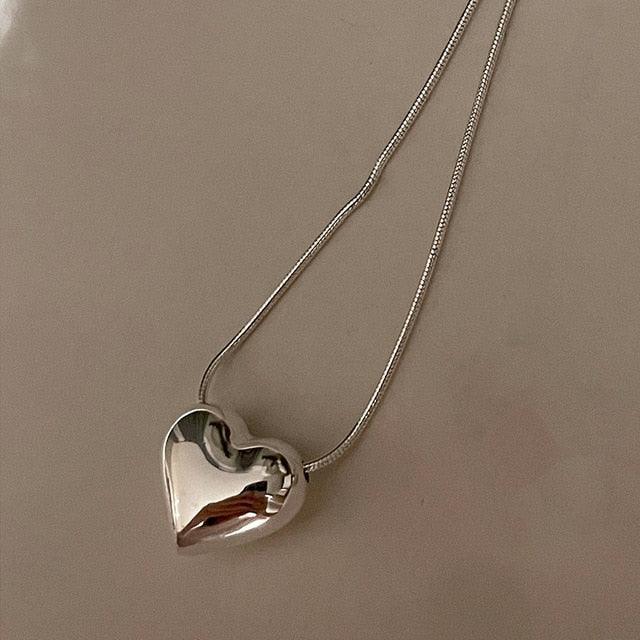 Vintage Love Heart Zinc Alloy Pendant Necklac-Necklace-StylinArts