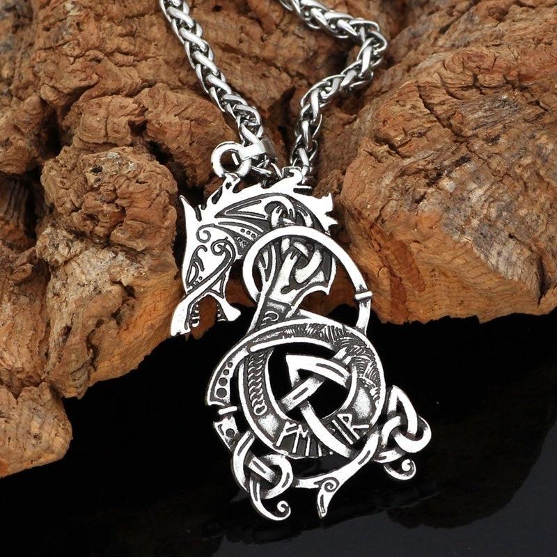 Draconic Majesty Viking Dragon Pendant Necklace-Necklace-StylinArts