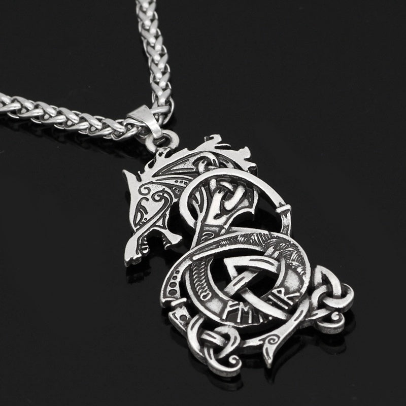 Draconic Majesty Viking Dragon Pendant Necklace-Necklace-StylinArts