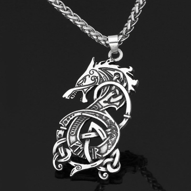 Draconic Majesty Viking Dragon Pendant Necklace-Necklace-StylinArts