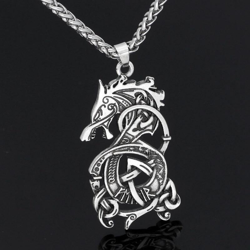 Draconic Majesty Viking Dragon Pendant Necklace-Necklace-StylinArts