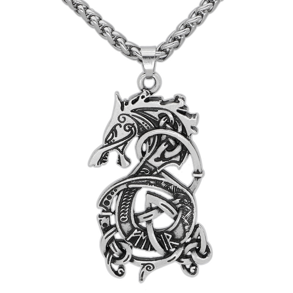 Draconic Majesty Viking Dragon Pendant Necklace-Necklace-StylinArts