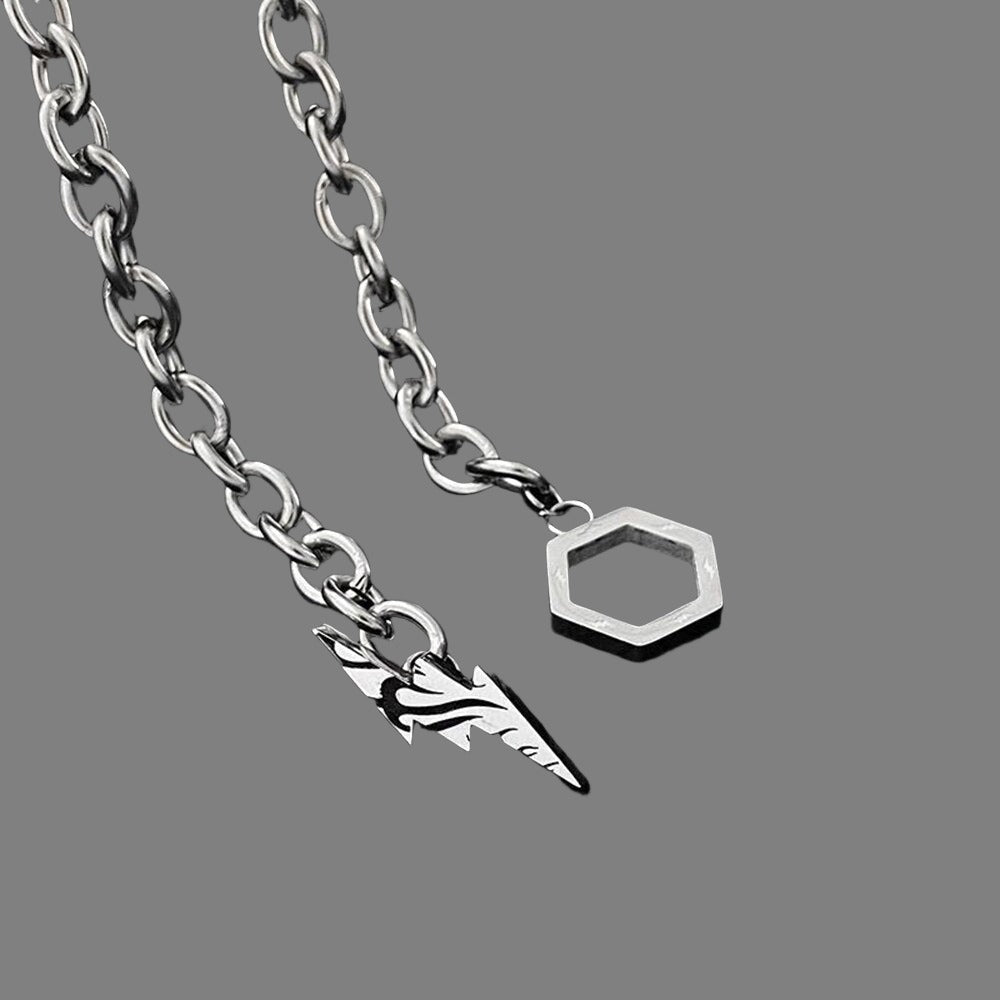 Lumière Éclatante Lightning Hexagon Steel Necklace-Necklace-StylinArts