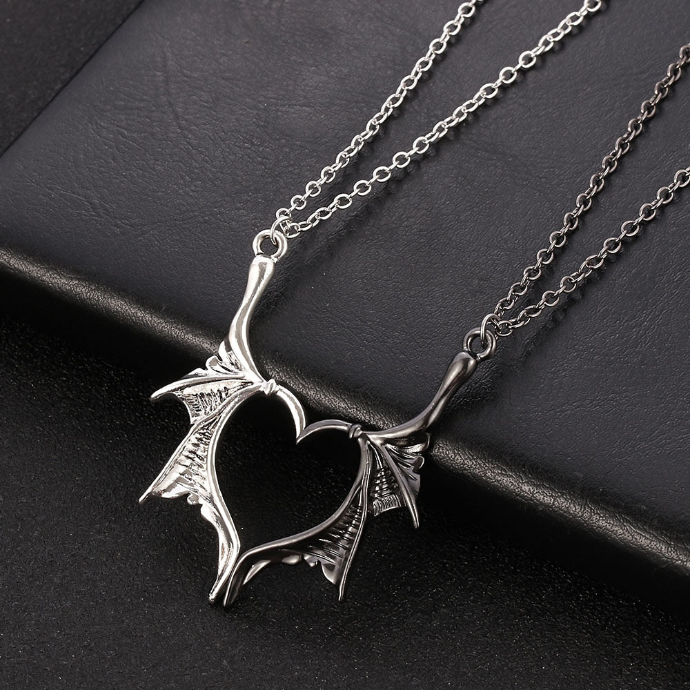 Eternal Seraphim: Artisan Dragon Wing Love Necklace-Necklace-StylinArts