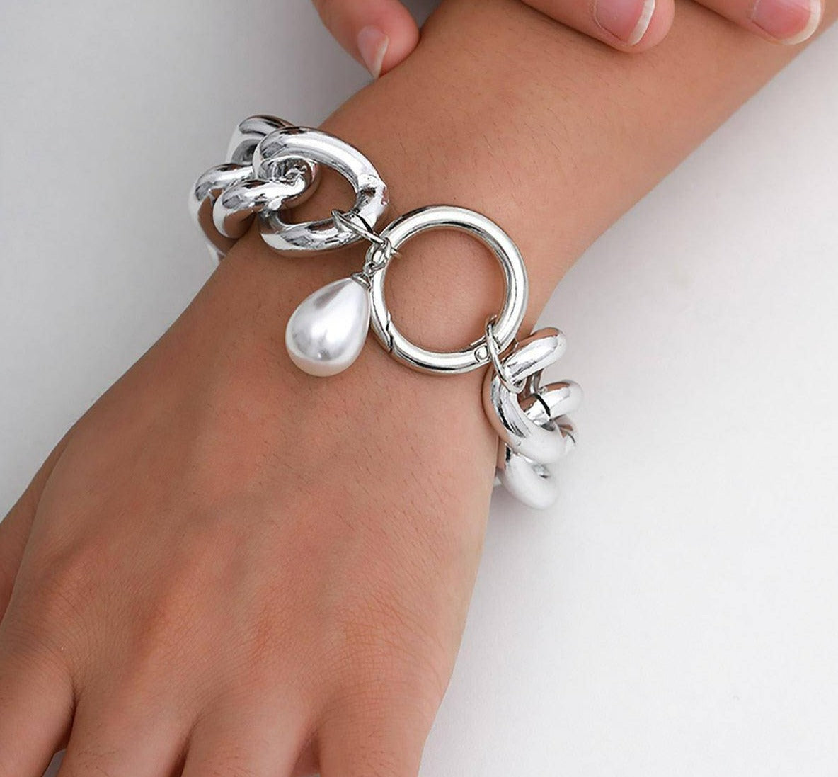 Chain Bracelet with Pearl Pendant Bracelet for Women-StylinArts