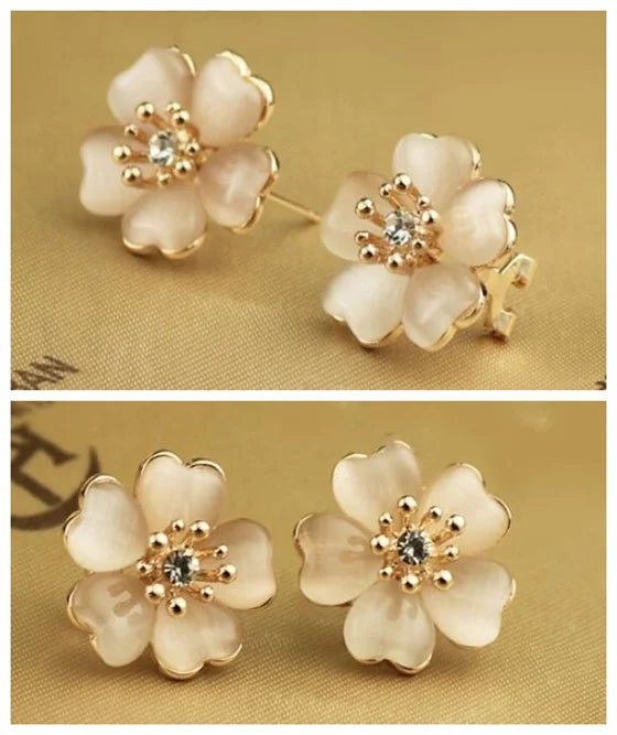 Petal Whisper: 18K Rose Gold Flower Stud Earrings-Fashion Earrings-StylinArts