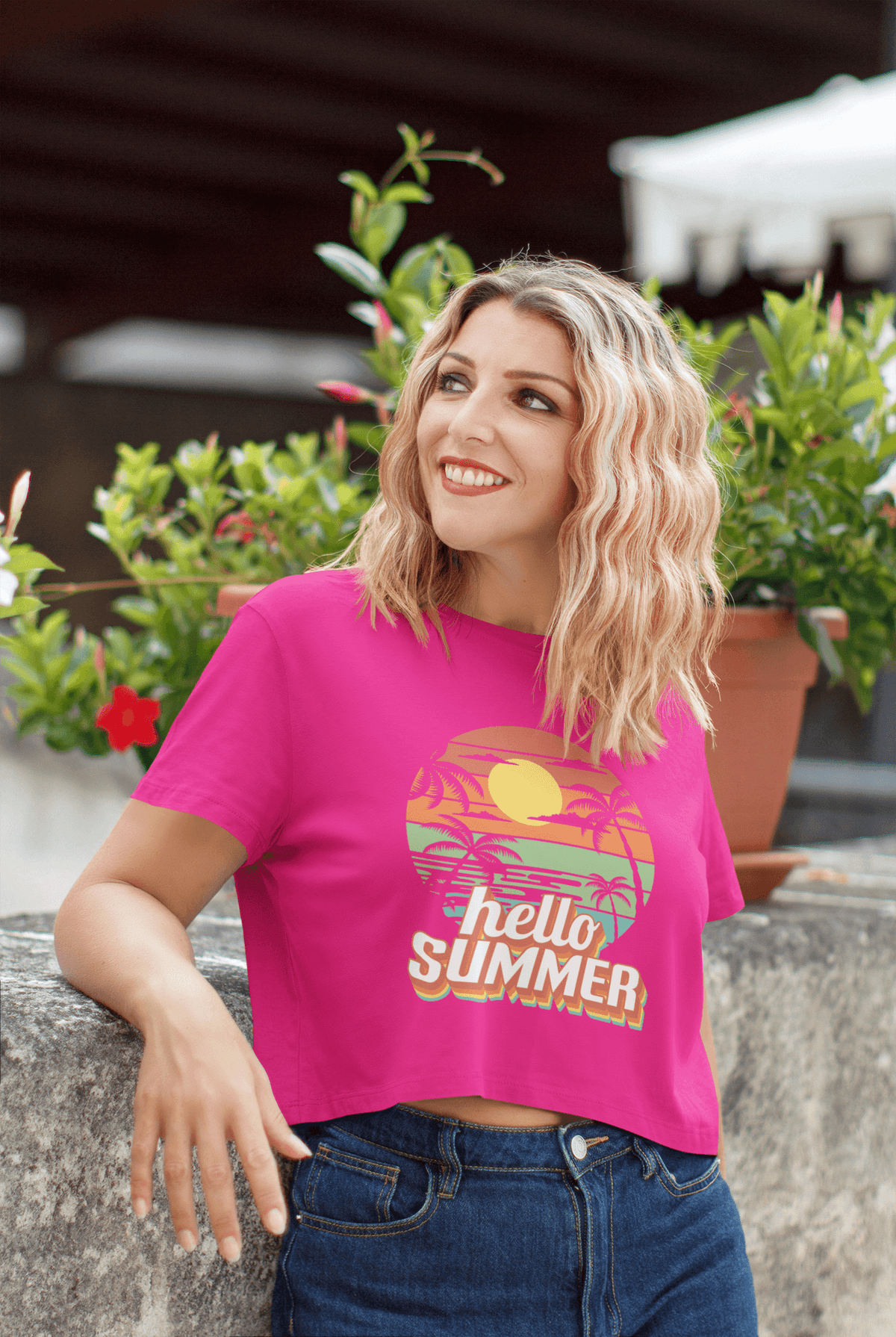 Hello Summer Cropped T-Shirt-Cropped Tees-StylinArts