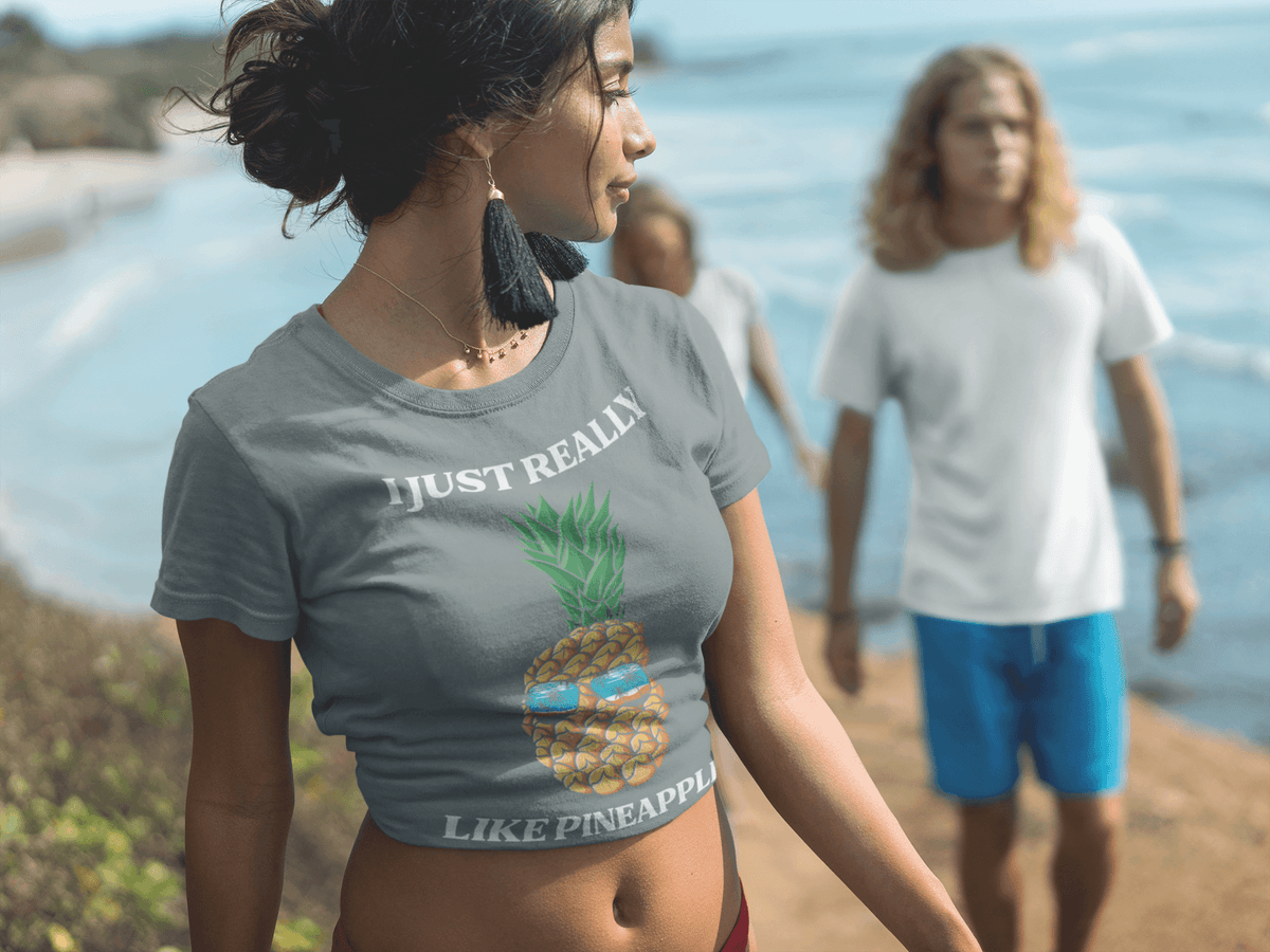 I Just Like Pineapples Cropped T-Shirt-Cropped Tees-StylinArts