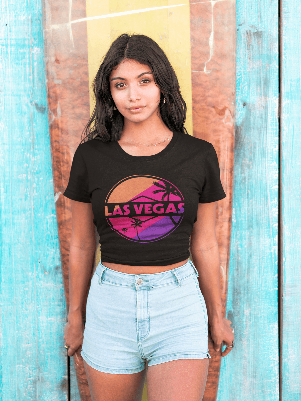 Vegas Glam Crop Tee-Cropped Tees-StylinArts