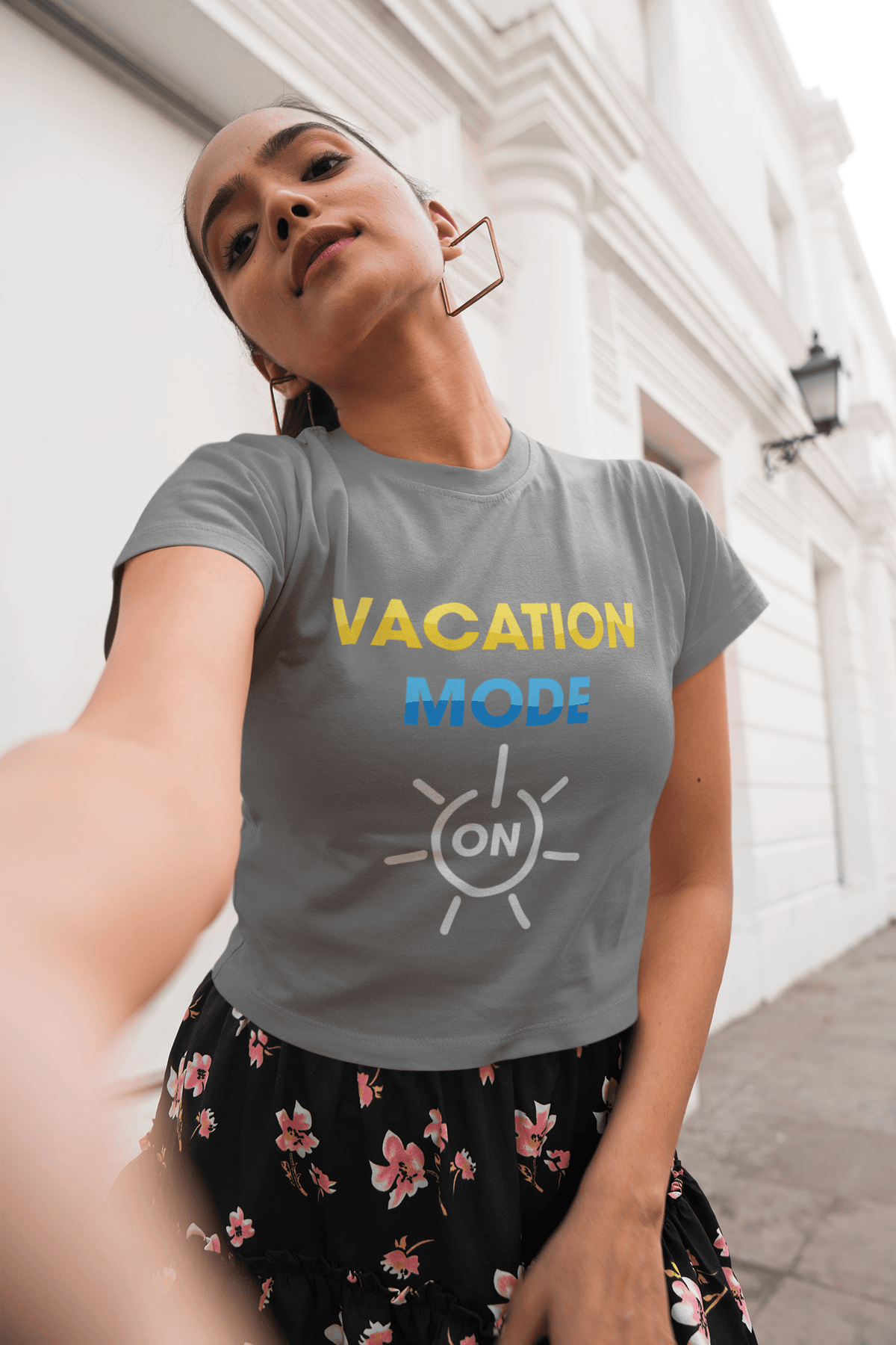 Vacation Mode On - Cropped T-Shirt-Cropped Tees-StylinArts