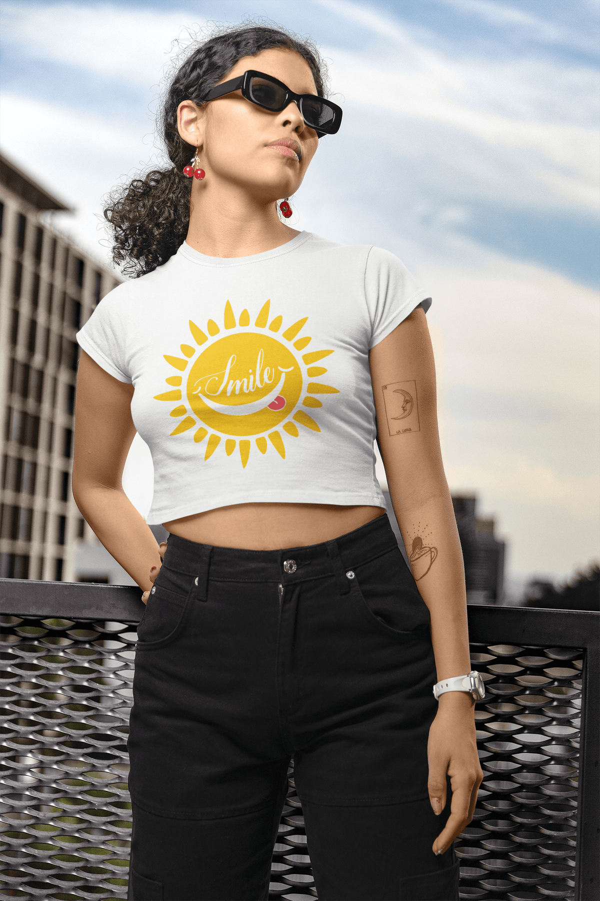 Sunny Smiles Crop Tee-Cropped Tees-StylinArts
