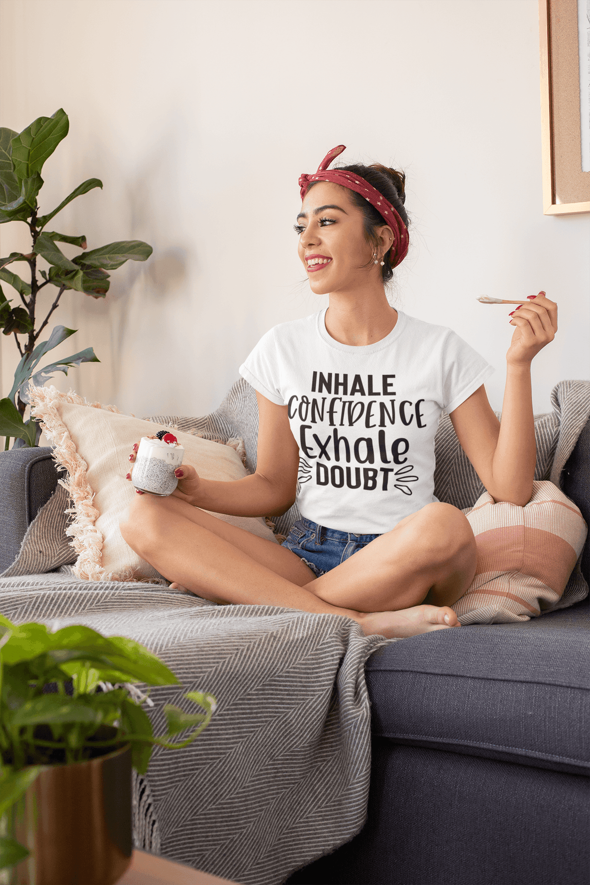 Inhale Confidence Exhale Doubt T-shirt-Regular Fit Tee-StylinArts