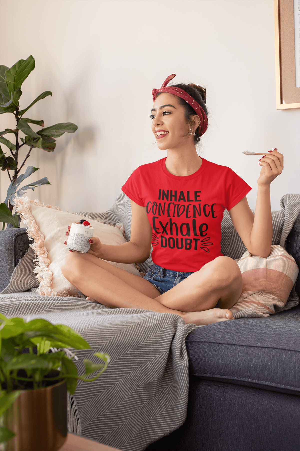Inhale Confidence Exhale Doubt T-shirt-Regular Fit Tee-StylinArts