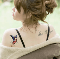 3D Butterfly Flower Tattoo Sticker-Ink Art Styles-StylinArts