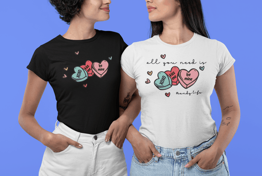 All You Need Is Candy Hearts Valentine’s Tee-White-S-Regular Fit Tee-StylinArts