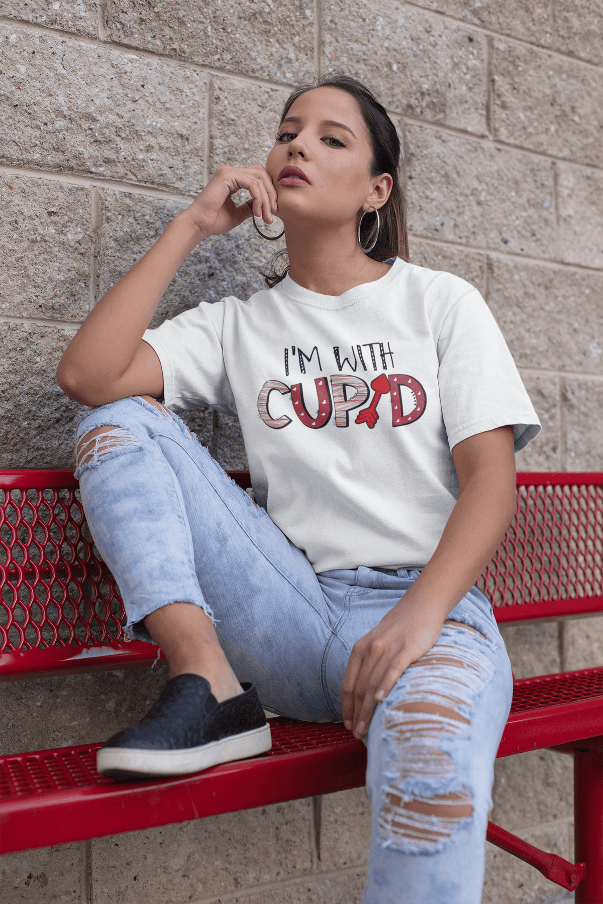 I'M WITH CUPID T-shirt-Regular Fit Tee-StylinArts
