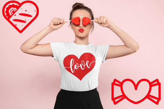 Love Heart Script Tee – Romantic Valentine’s Day Shirt for Her-White-S-Regular Fit Tee-StylinArts