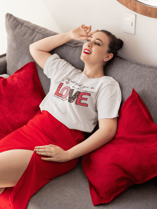 LOVE VALENTINE T-shirt-White-S-Regular Fit Tee-StylinArts