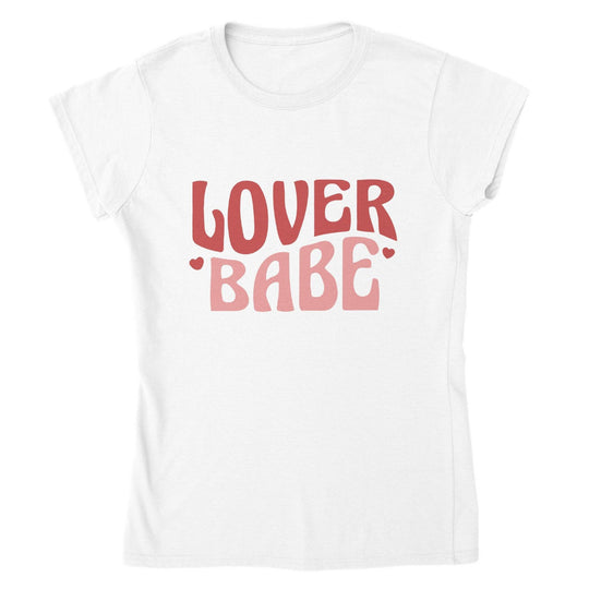 Lover Babe Retro Valentine’s Day Tee-White-S-Regular Fit Tee-StylinArts