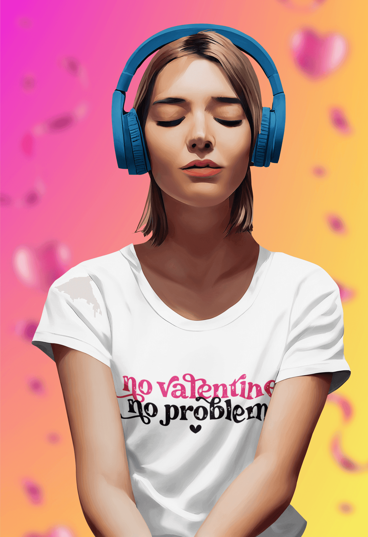 NO VALENTINE NOI PROBLEM T-shirt-Regular Fit Tee-StylinArts