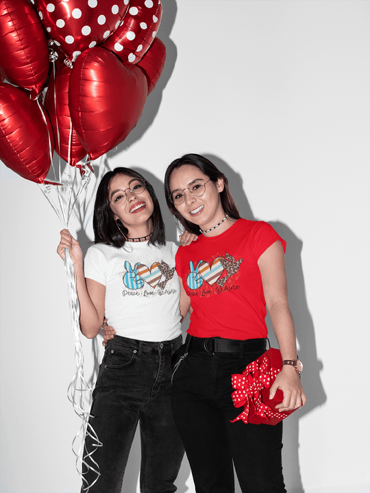 Peace Love Be Mine Wild Valentine Tee-White-S-Regular Fit Tee-StylinArts