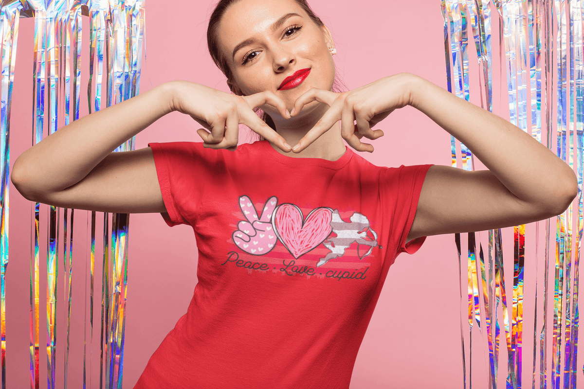 PEACE LOVE CUPID T-shirt-Regular Fit Tee-StylinArts