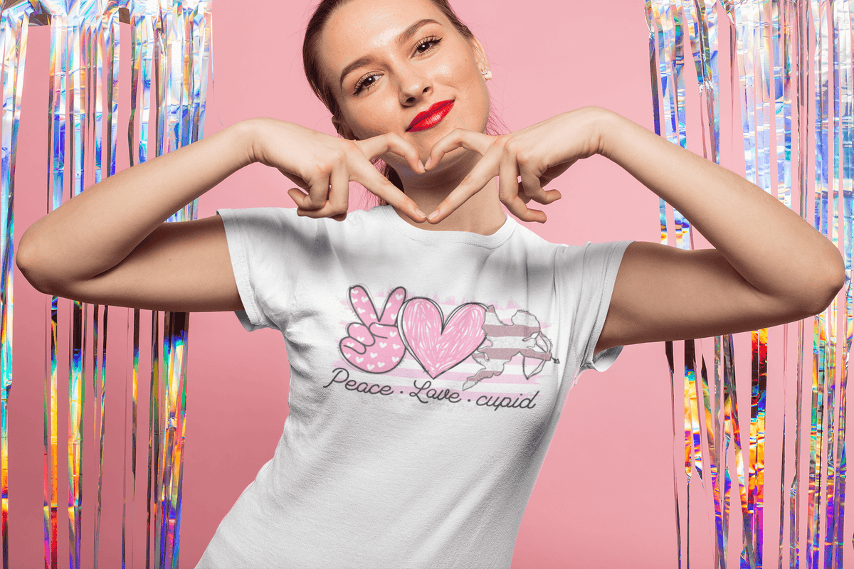 PEACE LOVE CUPID T-shirt-Regular Fit Tee-StylinArts