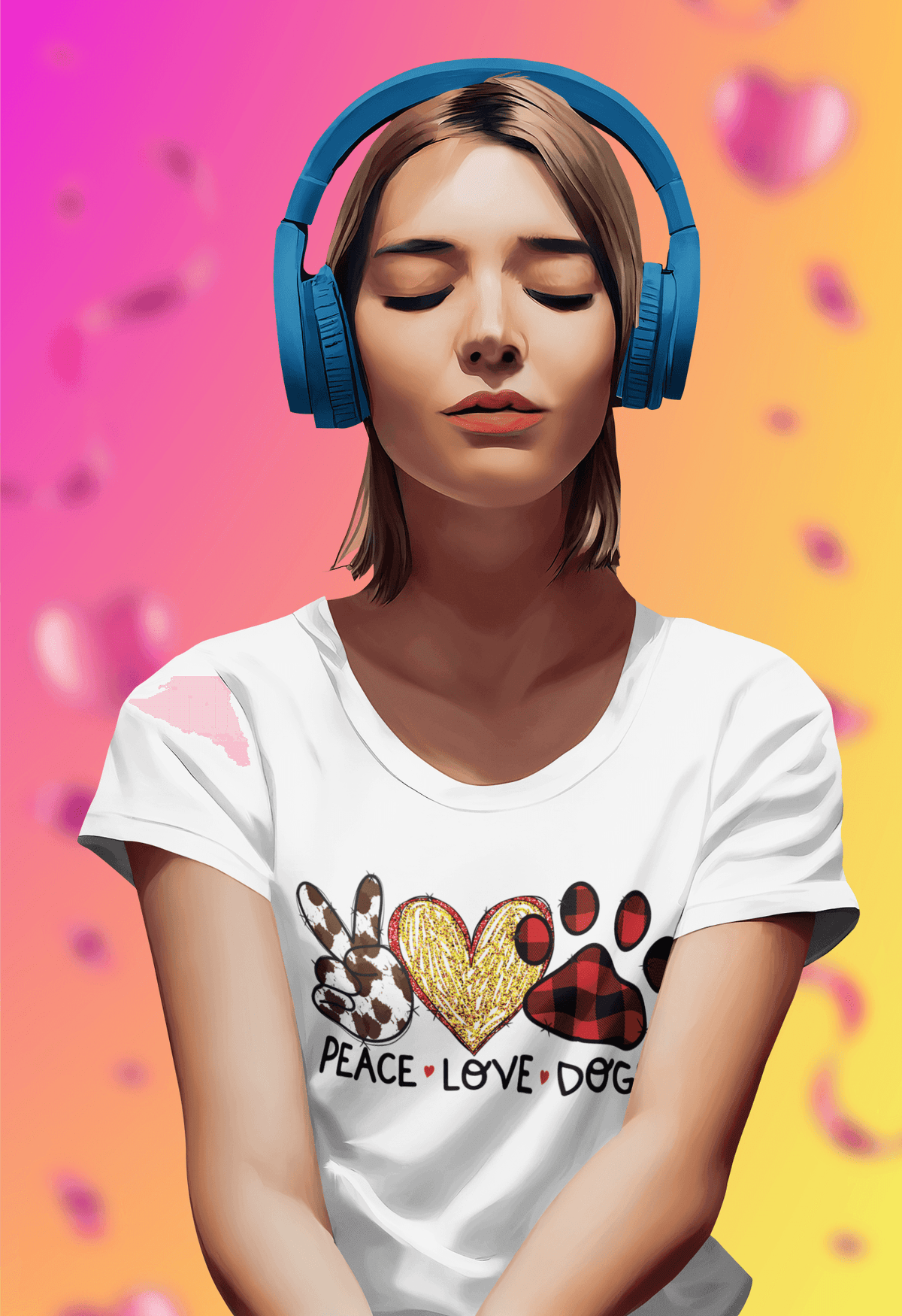 PEACE LOVE DOGS T-shirt-Regular Fit Tee-StylinArts
