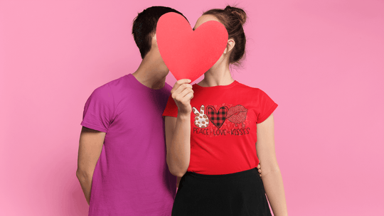 Peace Love Kisses Valentine Tee-Red-S-Regular Fit Tee-StylinArts