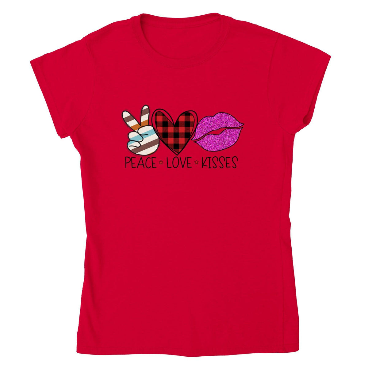 PEACE LOVE KISSES T-shirt-Regular Fit Tee-StylinArts