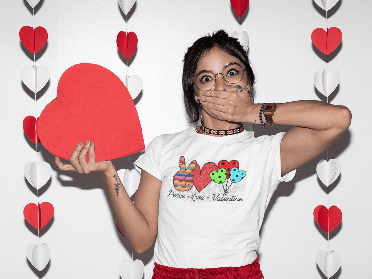 PEACE LOVE VALENTINE T-shirt-Regular Fit Tee-StylinArts